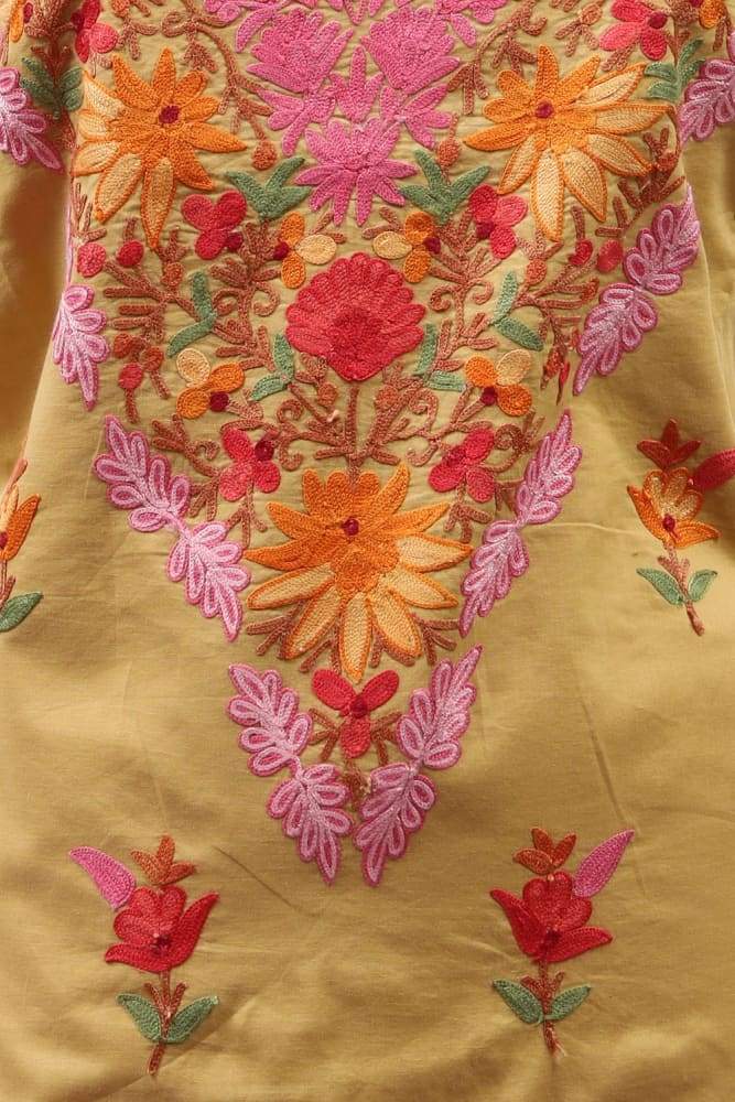 Red Color Kashmiri Woolen Aari Work Embroidered Unstitched Suit